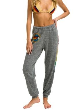 Aviator Nation Sweatpants Heather Gray Raimbow Logo Small
